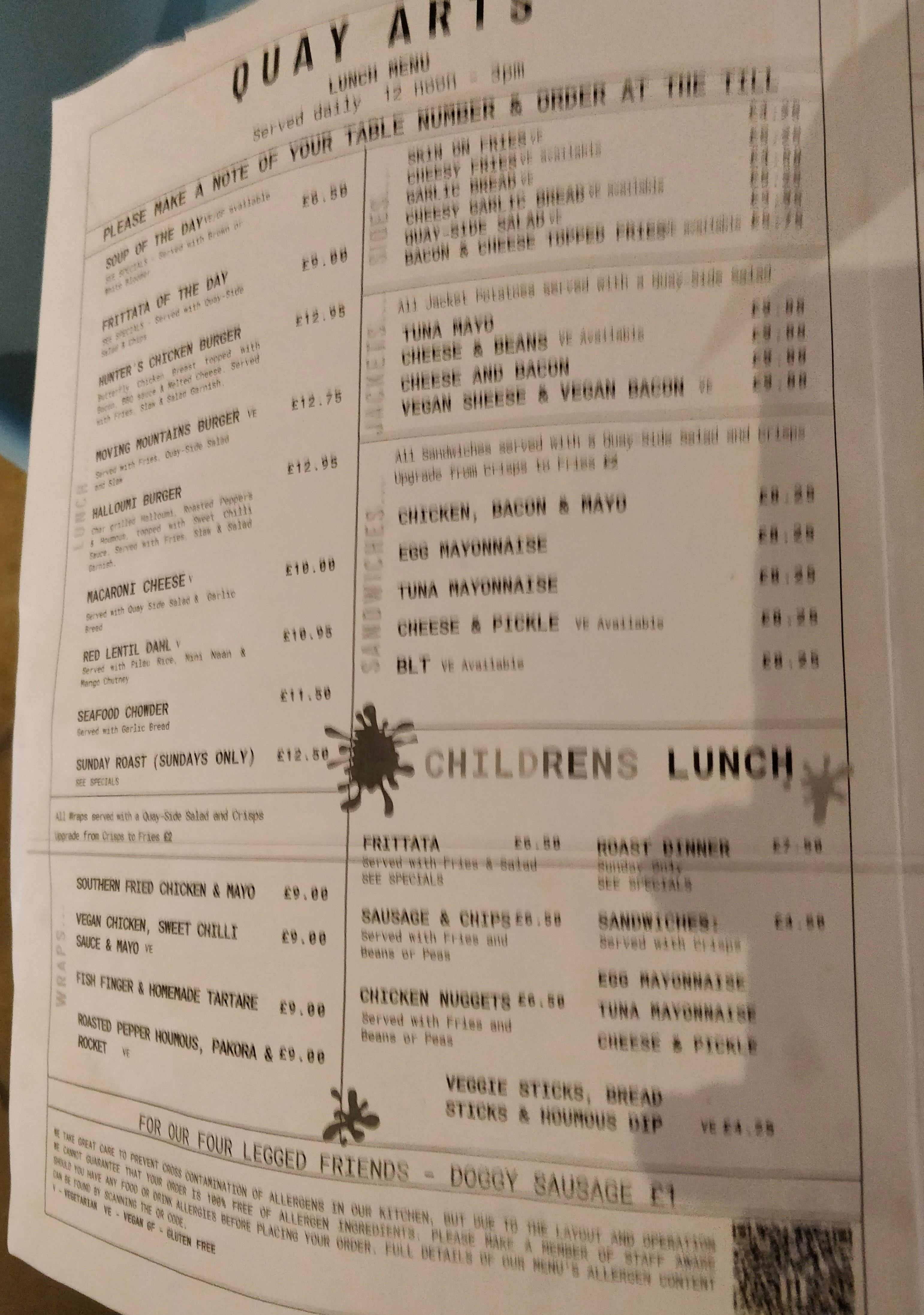 Second page of the menu