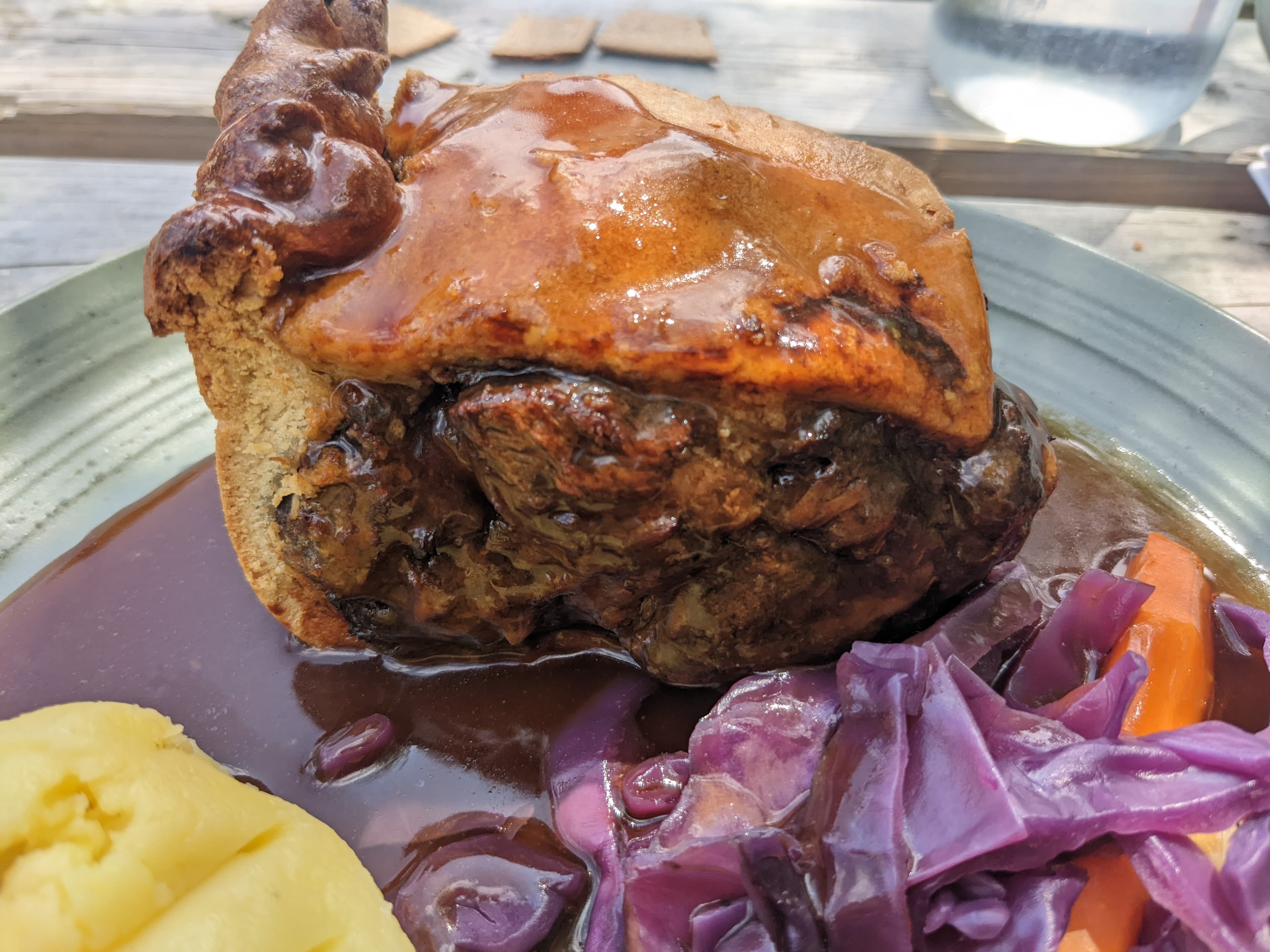 The steak and ale pie we recieved at The Crown Inn