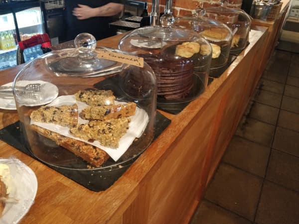 Cakes on display at the Quay Arts café, Newport