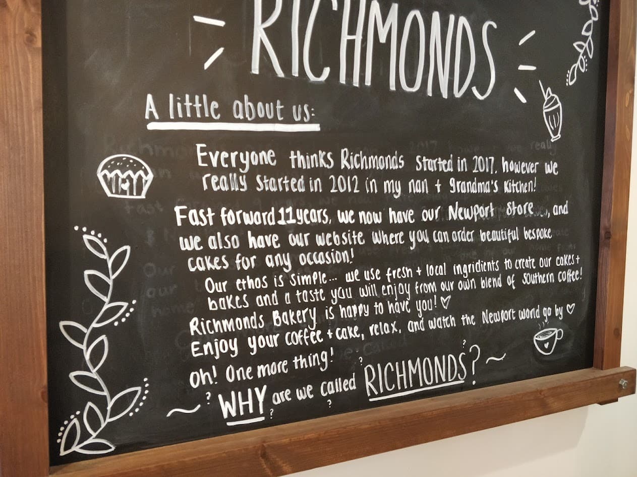 The sign inside Richmonds Bakery café in Newport